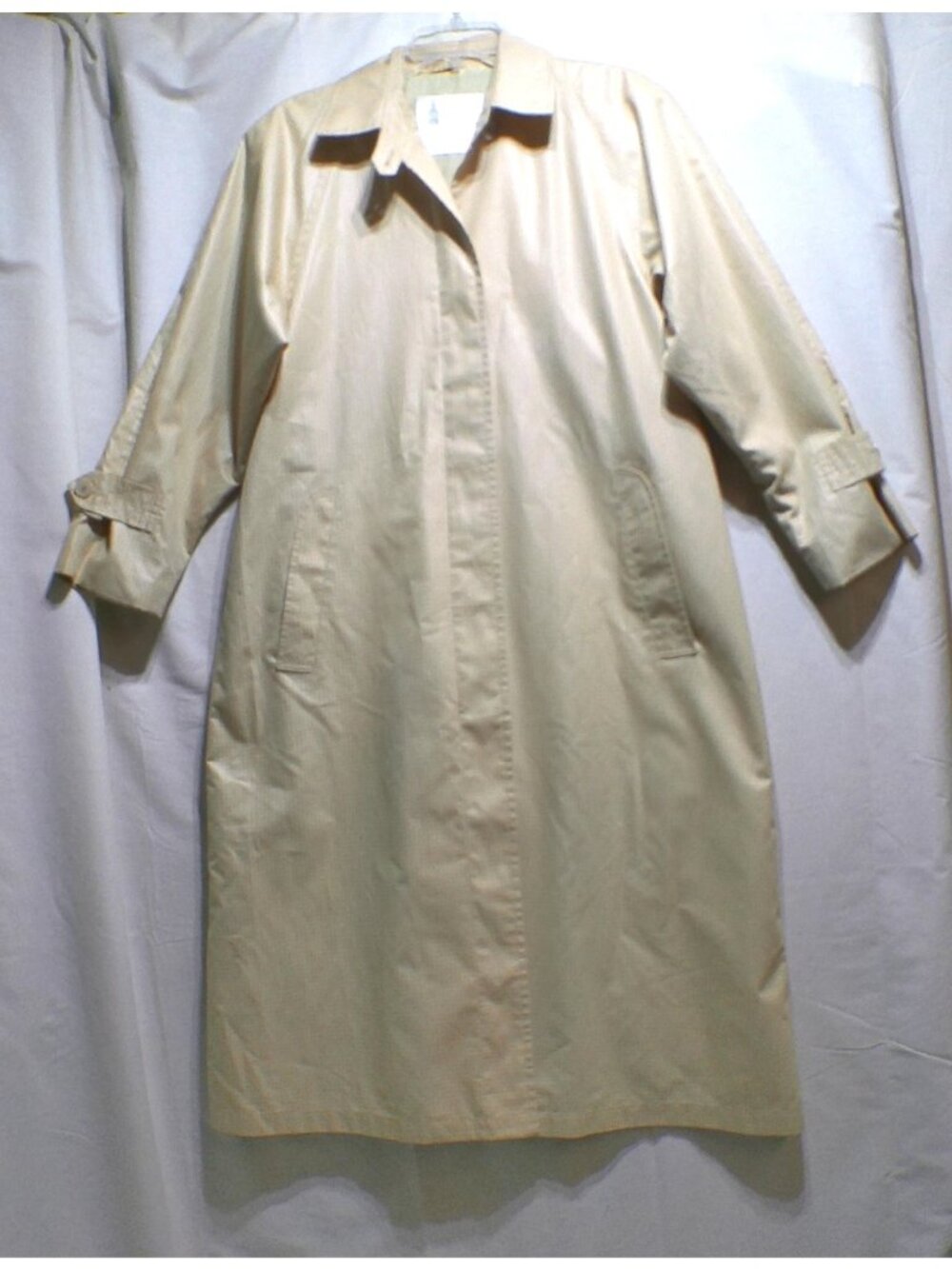Women's London Fog Maincoats Coat Rain Trench Size 8 Khaki Plaid